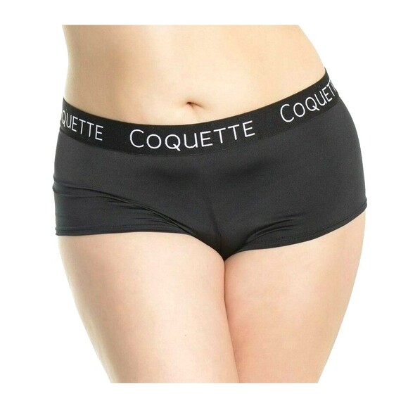 Microfiber Booty Shorts Womens Plus Size OSXL Black Elastic Logo Boyshorts - Picture 7 of 9